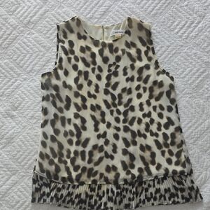Calvin Klein Cream and Brown Animal Print Top